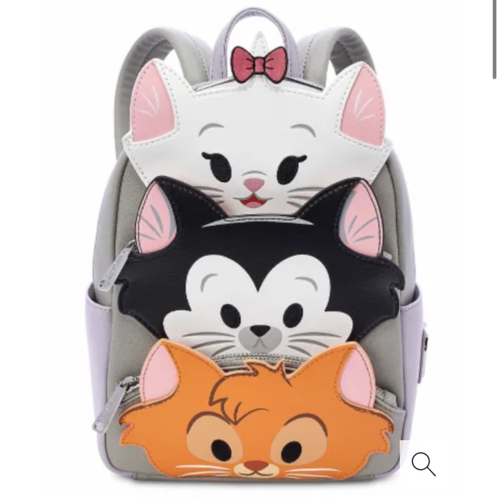 Disney Tri-Cat Stacked Backpack - White Black Orange Pink